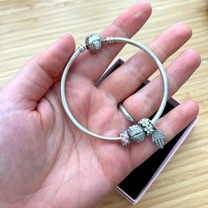 Pandora Bangle Bracelet + Charms